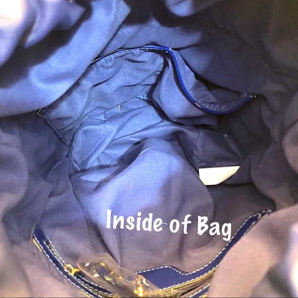 Royal Blue Round Shape Patent Patent Leather Bag - Picture 8 of 8